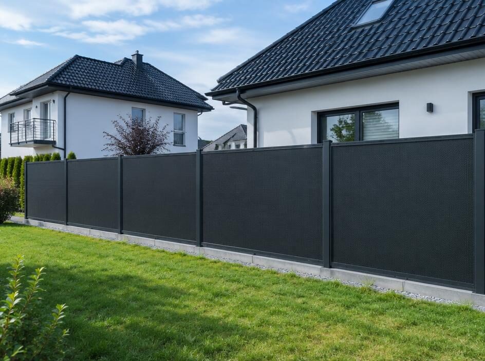 Wizualizacja: ogrodzenie akustyczne na granicy dwóch działek